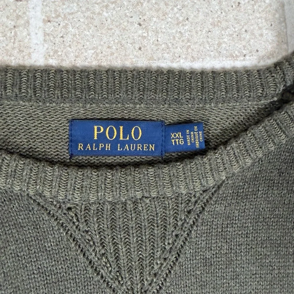 Vintage Polo Ralph Lauren Sweater Men's Size 2XL Green Pony Logo Knit Preppy